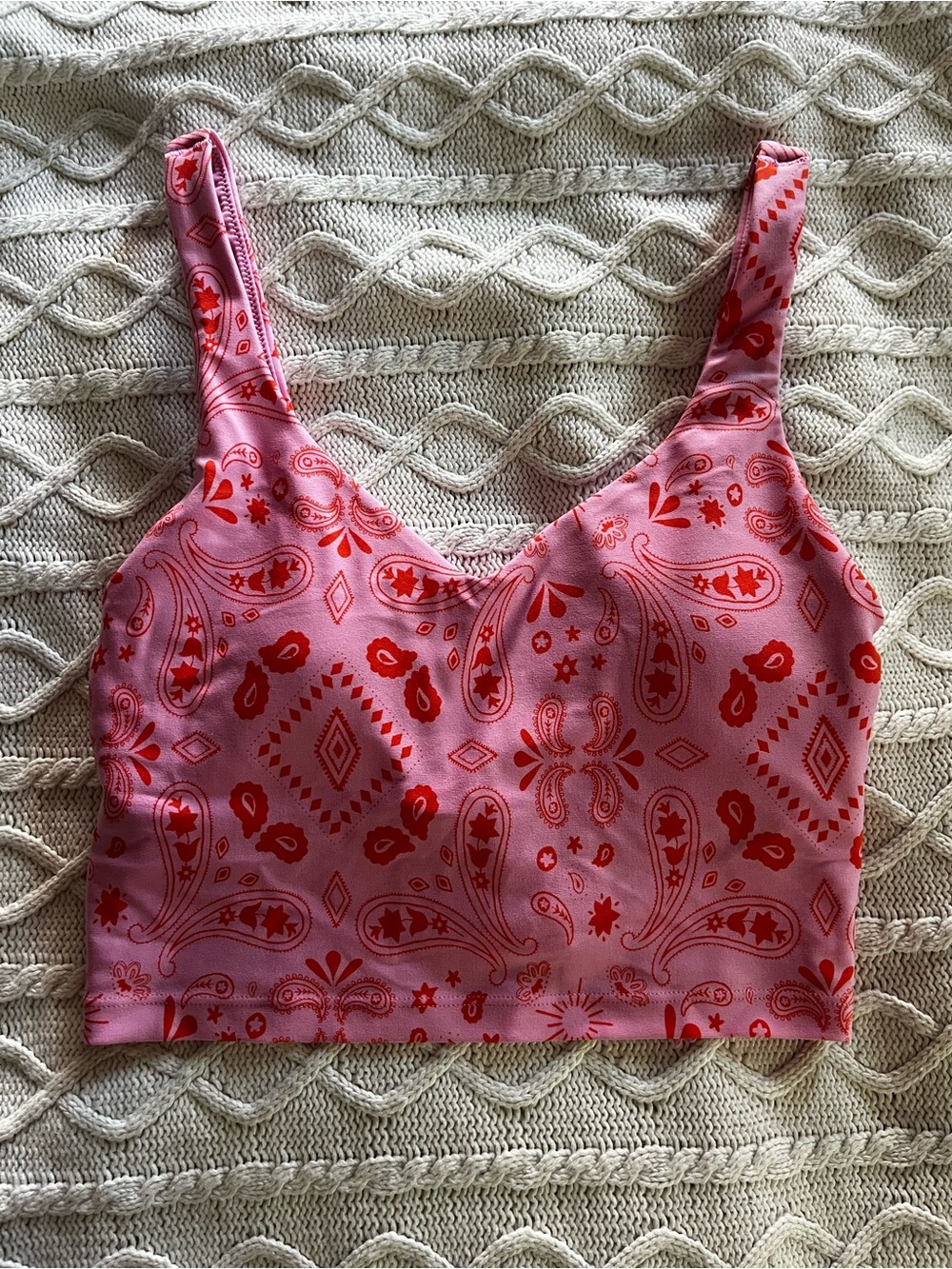 Aerie Offline Pink & Red Paisley Crop Tank Top Size Small - Picture 8 of 8